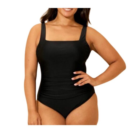 Shade & Shore Other - Shade & Shore BK Shirred Tummy Control Full Coverage One Piece Swimsuit Size XL